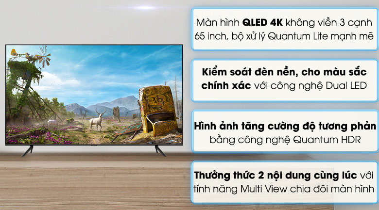 Smart Tivi Samsung QLED: Trải nghiệm không gian giải trí tuyệt vời với chiếc Smart Tivi Samsung QLED, công nghệ hình ảnh đỉnh cao và chất lượng âm thanh sống động. Thưởng thức màn hình lớn và hệ thống âm thanh tiên tiến, bạn sẽ cảm nhận được sự chân thực hóa trong từng khung hình. Hãy cùng thưởng thức những giây phút giải trí hấp dẫn với Samsung QLED.