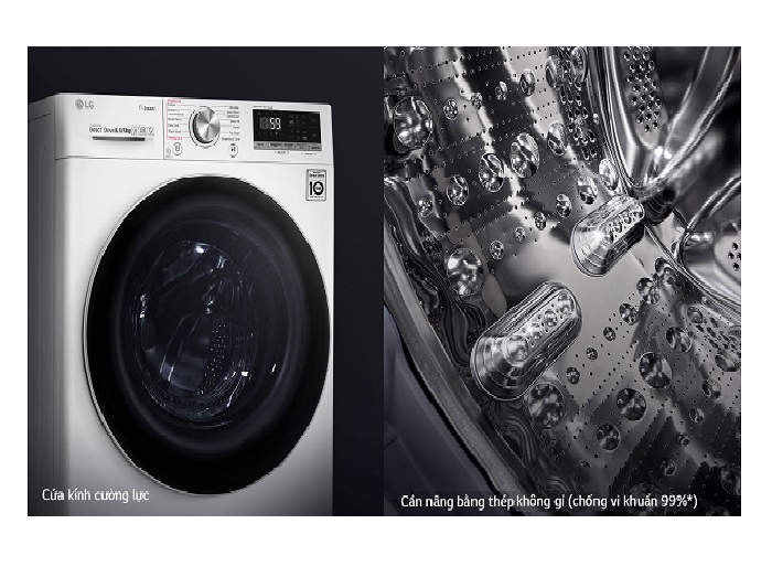 Máy giặt sấy LG lồng ngang 8 Kg Inverter FV1408G4W