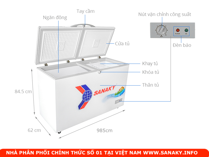 giới thiệu chi tiết chức năng tủ đông sanaky vh 2599a1