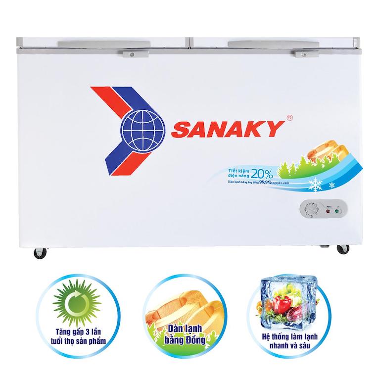 tủ đông sanaky 250 lít dàn lạnh đồng chính hãng