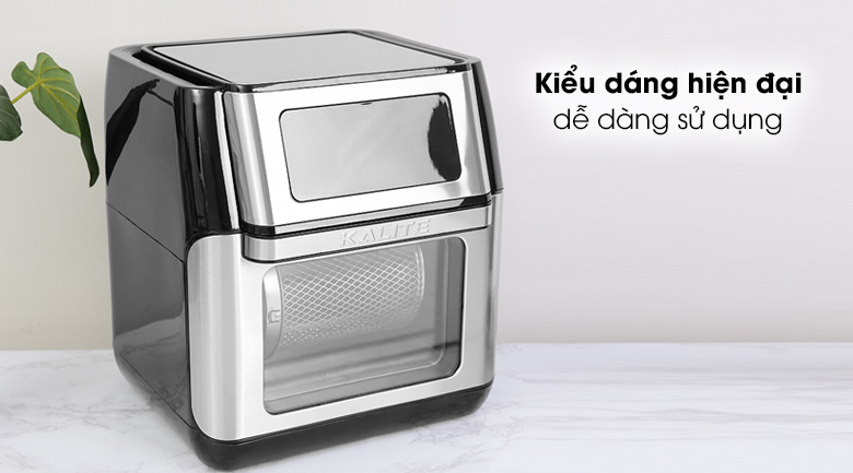 Nồi chiên không dầu Kalite Q10 10 lít - Kiểu dáng hiện đại, màu đen bạc trang nhã, lớp vỏ chất liệu inox 304 kết hợp nhựa PP bền chắc