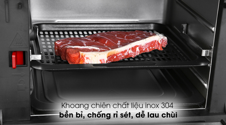 Nồi chiên không dầu Kalite Q10 10 lít - Khoang chiên làm từ chất liệu inox 304