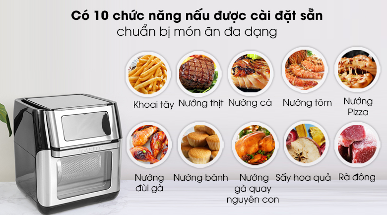 Nồi chiên không dầu Kalite Q10 10 lít - Nồi chiên không dầu Kalite trang bị 10 chức năng nấu được cài đặt sẵn