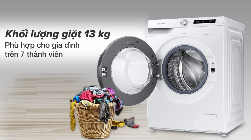 Khối lượng giặt lớn - Máy giặt Samsung Inverter 13 kg WW13T504DAW/SV
