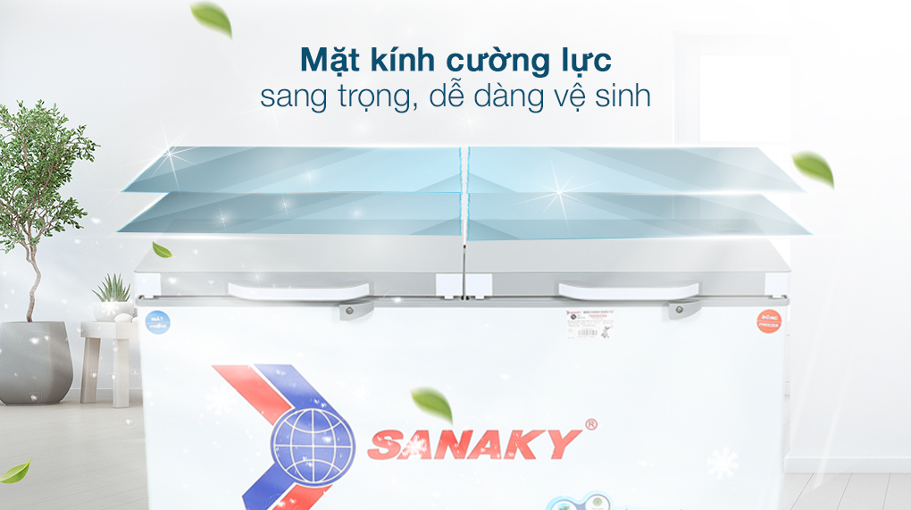Tủ đông Sanaky Inverter 280 lít TD.VH4099W4K - Mặt kính cường lực