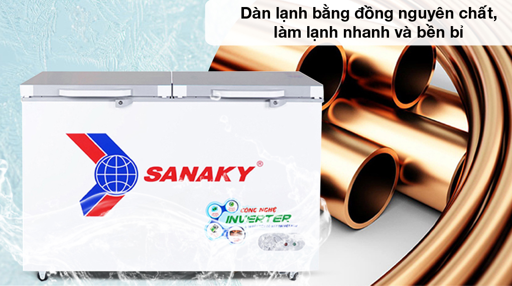 Dàn lạnh ống đồng - Tủ đông Sanaky Inverter 305 lít TD.VH4099A4K