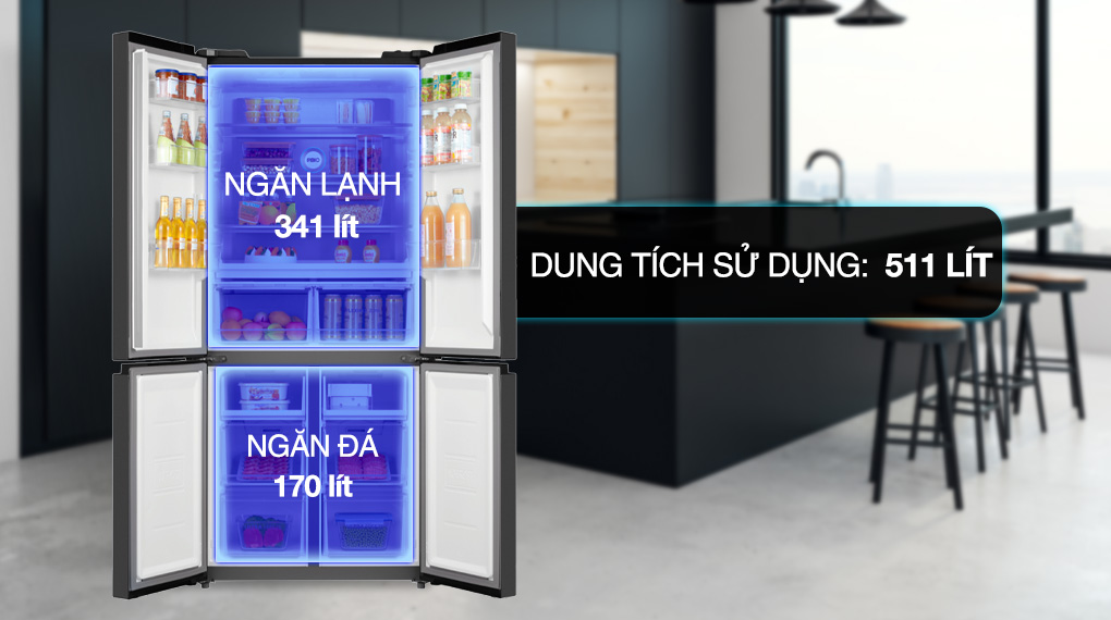 Tủ lạnh Toshiba Inverter 511 lít GR-RF610WE-PMV(37)-SG - Dung tích