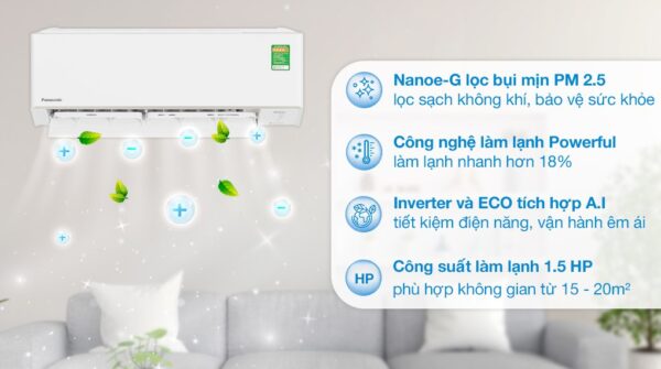 Điều hòa Panasonic Inverter 12000 BTU CU/CS-YZ12AKH-8 - Ảnh 2