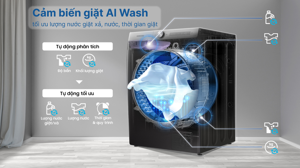 Máy giặt Samsung Inverter 10 kg WW10TP44DSB/SV - Công nghệ giặt AI Wash