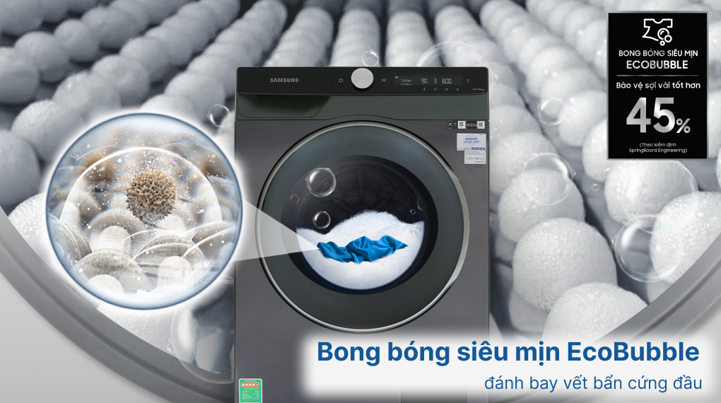 Máy giặt Samsung Inverter 10 kg WW10TP44DSB/SV - Công nghệ bong bóng