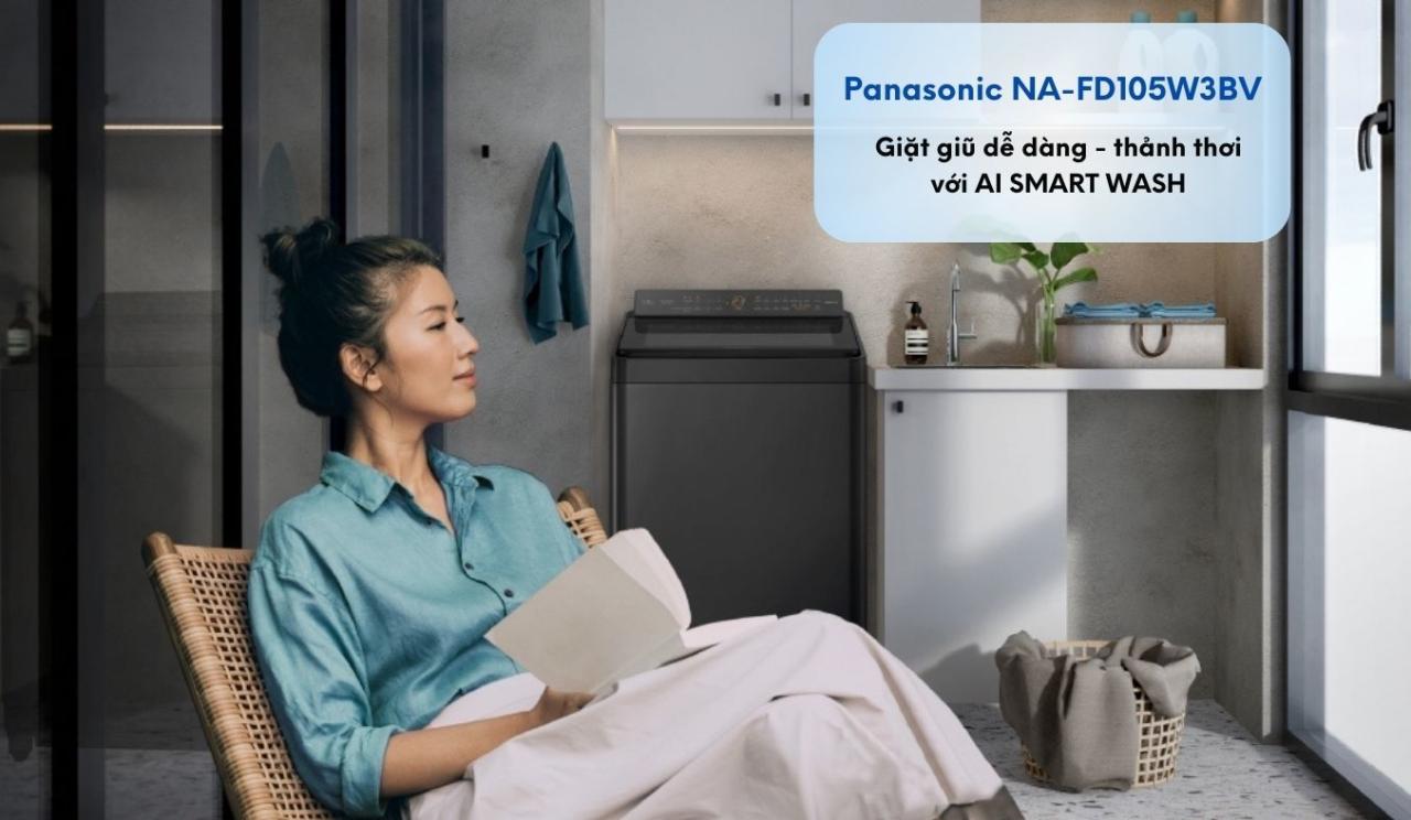 Máy giặt Panasonic Inverter 10.5 kg NA-FD105W3BV công nghệ AI Smart Wash