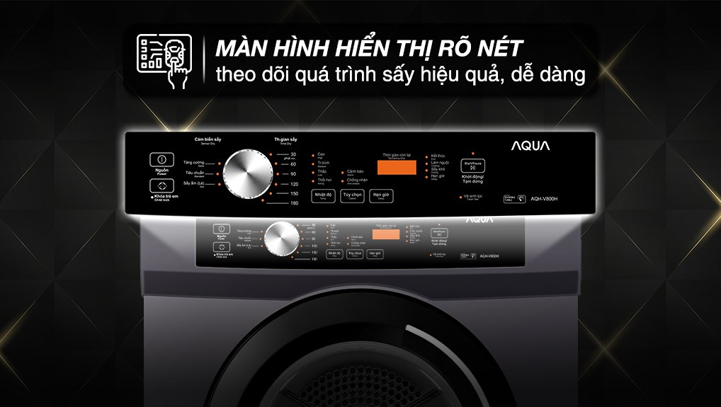 Máy sấy thông hơi Aqua 8 kg AQH-V800H SS