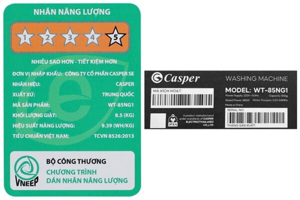 Máy giặt Casper 8.5 kg WT-85NG1 - Hình ảnh 7