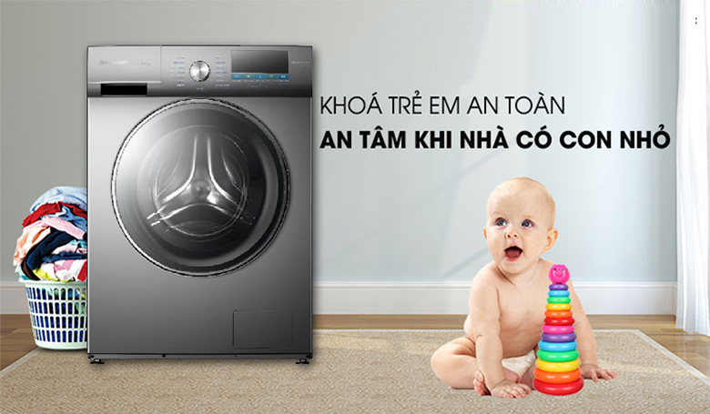 Máy giặt Sharp 9kg ES-FM90CB-DG lồng ngang - Tính năng khóa trẻ em