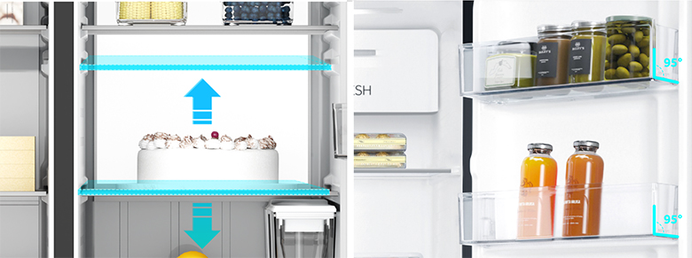 Tủ lạnh Aqua AQR-S633XA(SL) khay kệ linh hoạt