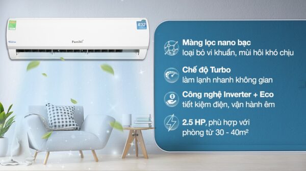 Máy lạnh Funiki Inverter 2.5 HP HIC24TMU - Ảnh 2