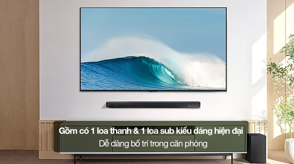 Bộ loa thanh Samsung HW-Q600C/XV 360W - Gồm có 1 loa thanh và 1 loa sub kiểu dáng hiện đại, dễ dàng bố trí Bộ loa thanh Samsung HW-Q600C/XV 360W - Gồm có 1 loa thanh và 1 loa sub kiểu dáng hiện đại, dễ dàng bố trí