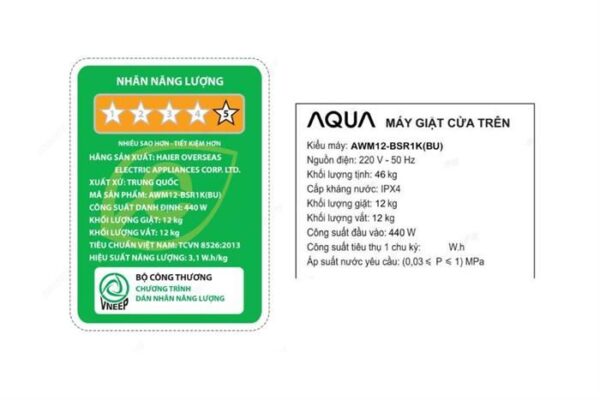 Máy giặt Aqua Inverter 12 kg AWM12-BSR1K(BU) Mẫu mới - Hình ảnh 7