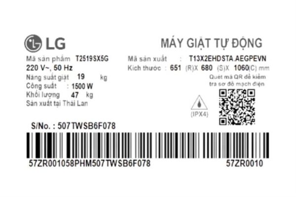 Máy giặt LG Inverter 19 kg T2519SX5G Mẫu mới - Ảnh 4