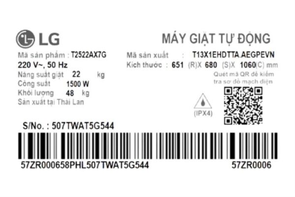 Máy giặt LG Inverter 22 kg T2522AX7G Mẫu mới - Ảnh 4