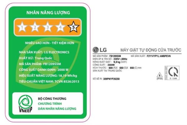 Máy giặt LG Inverter 9 kg FB1209S5M Mẫu mới - Hình ảnh 8