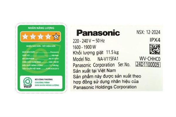 Máy giặt Panasonic Inverter 11.5 kg NA-V115FA1LV Mẫu mới - Hình ảnh 5