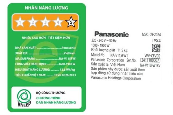 Máy giặt Panasonic Inverter 11.5 kg NA-V115FW1BV - Hình ảnh 7