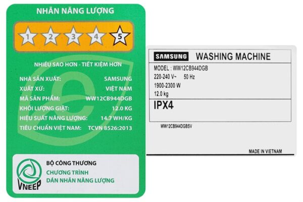 Máy giặt Samsung Inverter 12 kg WW12CB944DGBSV - Hình ảnh 9