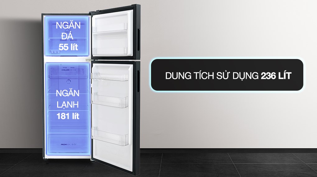Tủ lạnh Aqua Inverter 236 lít AQR-T260FA(FB) - Dung tích sử dụng