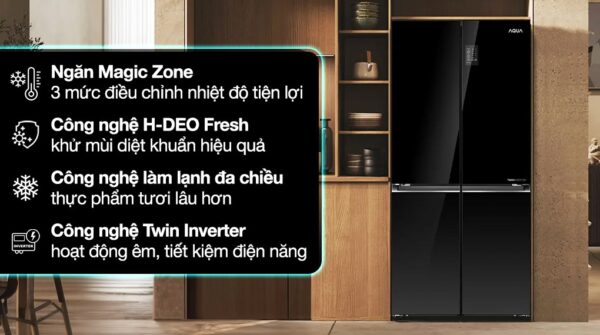 Tủ lạnh Aqua Inverter 469 lít Multi Door AQR-M536XA(GB) - Ảnh 10