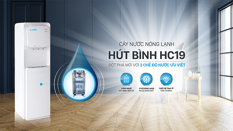 Cây nước nóng lạnh hút bình Karofi HC19 dễ lắp đặt