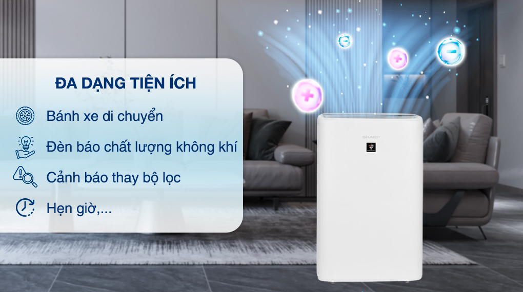 Máy lọc không khí Sharp KI-N50V-W 51W - Tiện ích Máy lọc không khí Sharp KI-N50V-W 51W - Tiện ích