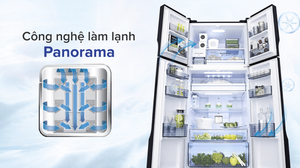 Tủ lạnh Panasonic 550 lít NR-DZ601YGKV - Làm lạnh Panorama Tủ lạnh Panasonic 550 lít NR-DZ601YGKV - Làm lạnh Panorama