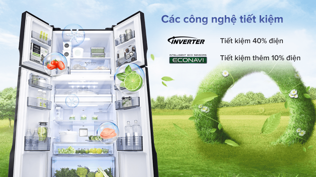 Tủ lạnh Panasonic 550 lít NR-DZ601YGKV - Cảm biến Econavi và Inverter Tủ lạnh Panasonic 550 lít NR-DZ601YGKV - Cảm biến Econavi và Inverter
