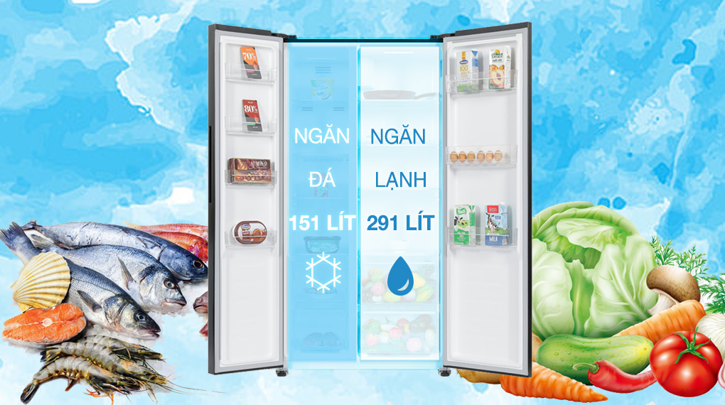 Tủ lạnh Sharp Inverter 442 lít SJ-SBX440VG-BK - Dung tích ngăn lạnh 291 lít, ngăn đá 151 lít Tủ lạnh Sharp Inverter 442 lít SJ-SBX440VG-BK - Dung tích ngăn lạnh 291 lít, ngăn đá 151 lít