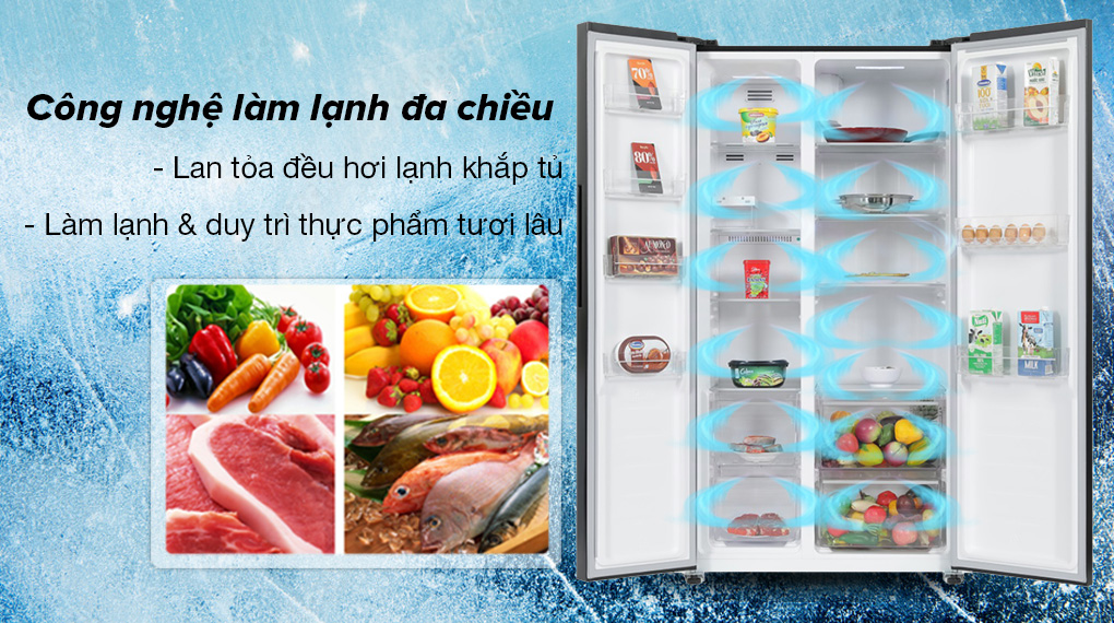 Tủ lạnh Sharp Inverter 442 lít SJ-SBX440VG-BK - Công nghệ làm lạnh đa chiều lan tỏa đều hơi lạnh khắp tủ, bảo quản thực phẩm tối ưu Tủ lạnh Sharp Inverter 442 lít SJ-SBX440VG-BK - Công nghệ làm lạnh đa chiều lan tỏa đều hơi lạnh khắp tủ, bảo quản thực phẩm tối ưu