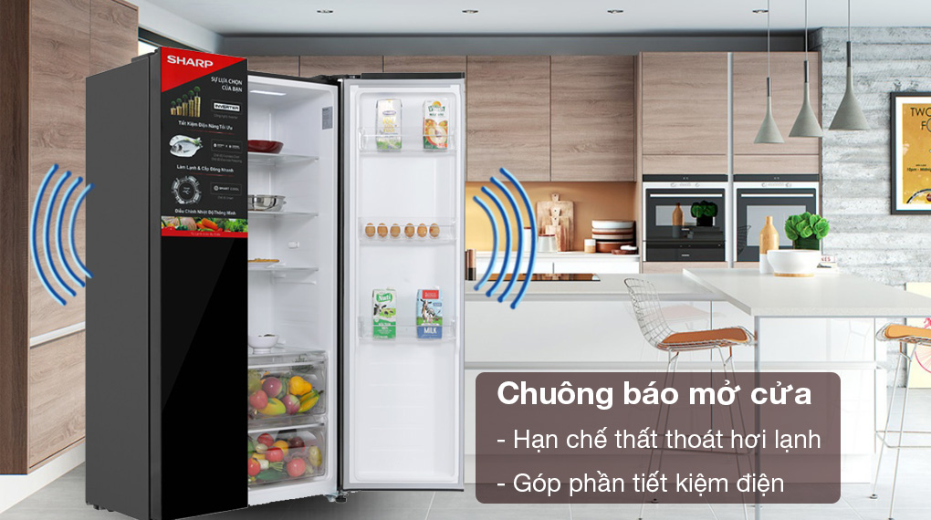 Tủ lạnh Sharp Inverter 442 lít SJ-SBX440VG-BK - Chuông báo mở cửa phát hiện nhanh chóng cửa mở, giảm thiểu hơi lạnh thất thoát gây tốn kém điện năng tiêu thụ Tủ lạnh Sharp Inverter 442 lít SJ-SBX440VG-BK - Chuông báo mở cửa phát hiện nhanh chóng cửa mở, giảm thiểu hơi lạnh thất thoát gây tốn kém điện năng tiêu thụ