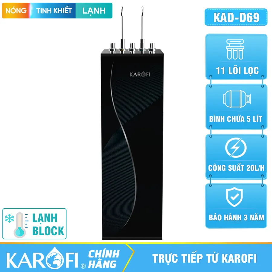 Máy lọc nước nóng lạnh Karofi KAD-D69 11 lõi - Ảnh 6