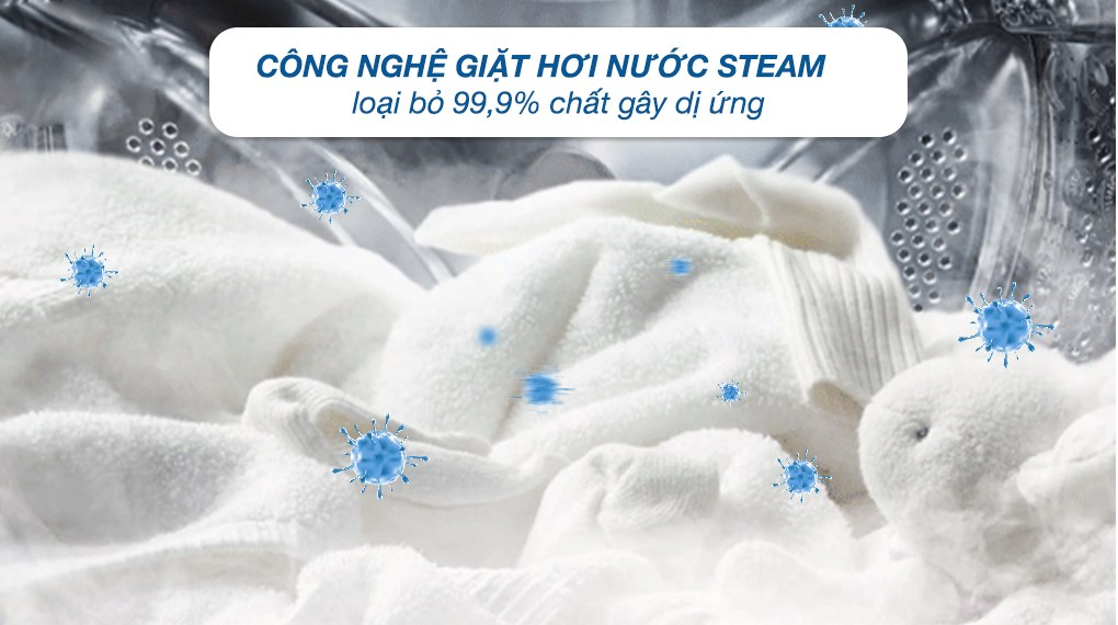 Máy giặt LG Inverter FB1209S6M tích hợp công nghệ giặt hơi nước diệt khuẩn hiệu quả