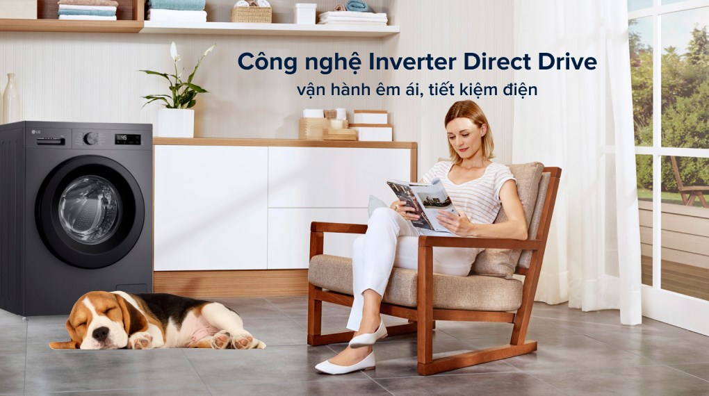 Máy giặt LG AI DD Inverter FB1209S6M sử dụng động cơ Inverter Direct Drive tiết kiệm điện năng hiệu quả