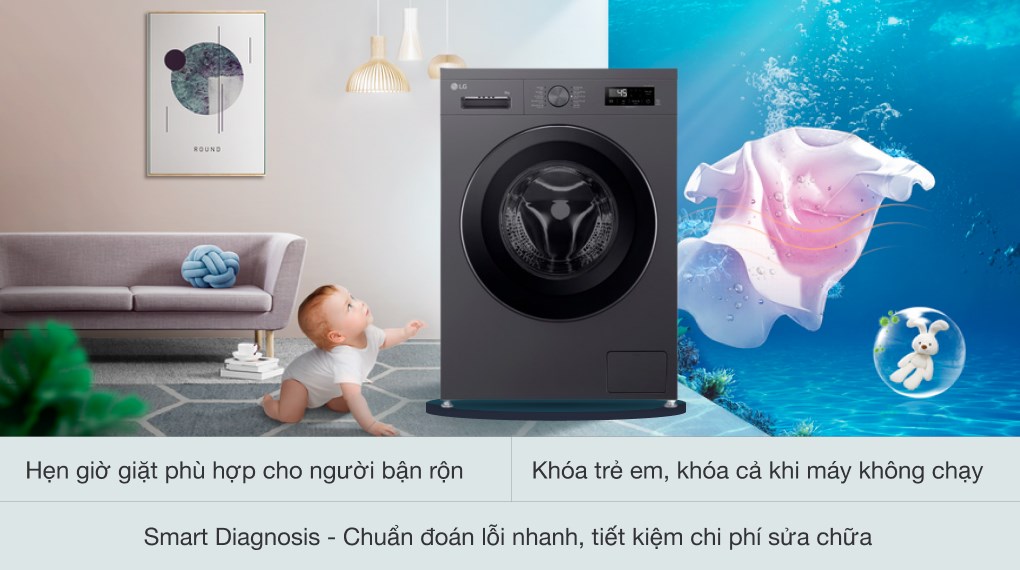 Máy giặt LG AI DD Inverter FB1209S6M tích hợp nhiều tính năng tiện lợi