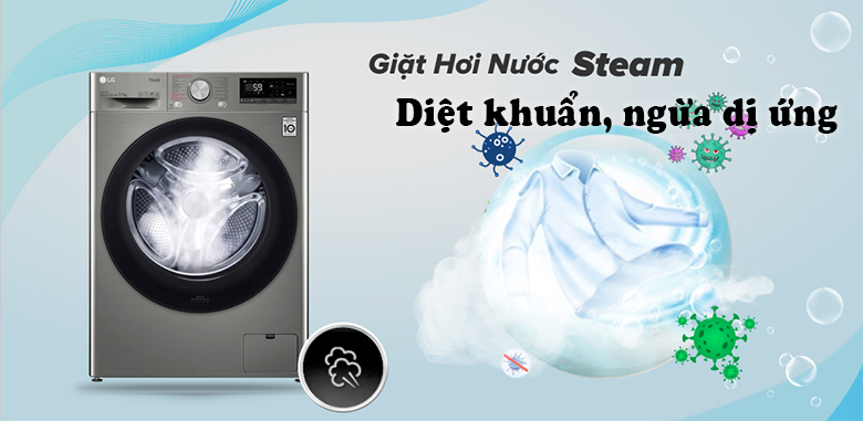 Máy giặt LG công nghệ steam diệt khuẩn, ngừa dị ứng